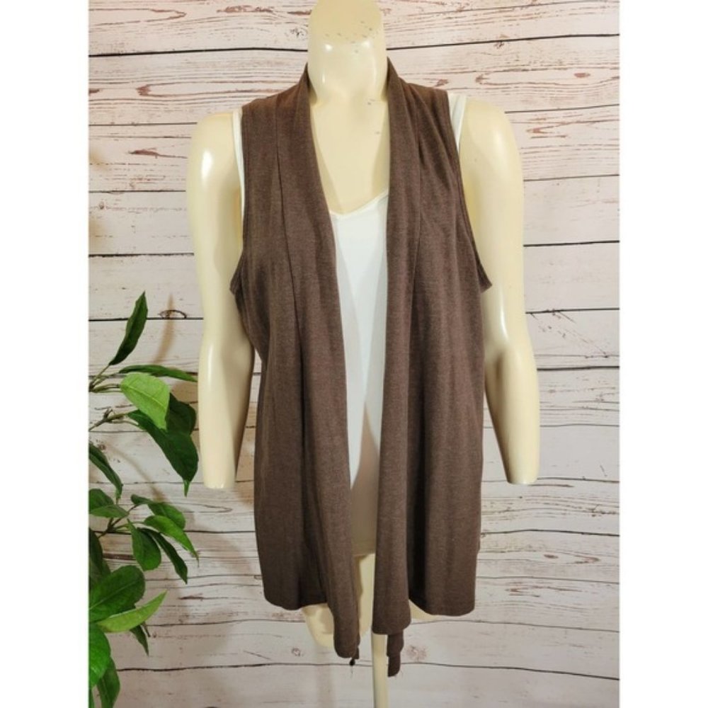 Maurices Cardigan Collar Open Front Sleeveless Minimalist Brown Size 1 #202